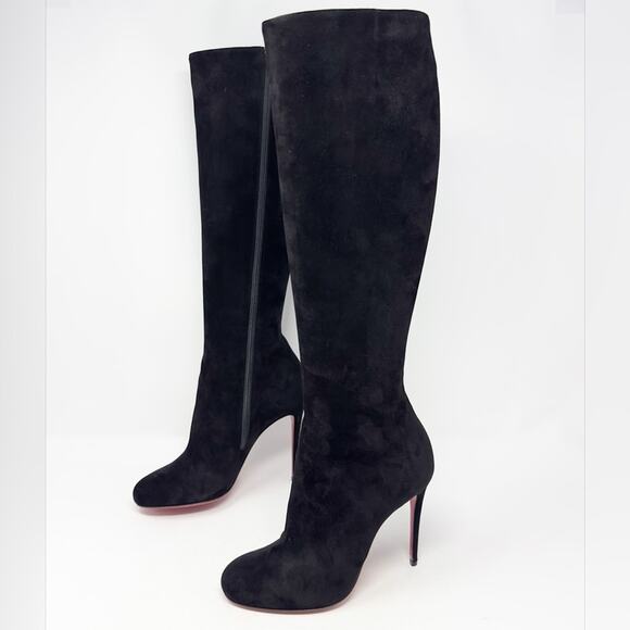 Christian Louboutin Shoes - Christian Louboutin Fifa Botta Black Suede Knee High Boots EU 36